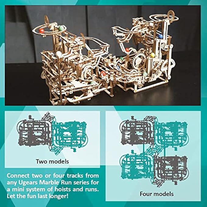 MARBLE RUN SPIRAL HOIST - FOURTH WOOD MARBLE TRACK 3D PUZZLE MODEL KIT WITH COLORED GLASS MARBLES - 3D PUZZLES FOR ADULTS AND KIDS FOR SELF-ASSEMBLY - CREATIVE GIFT WOODEN PUZZLE MODEL KITS - Image 3
